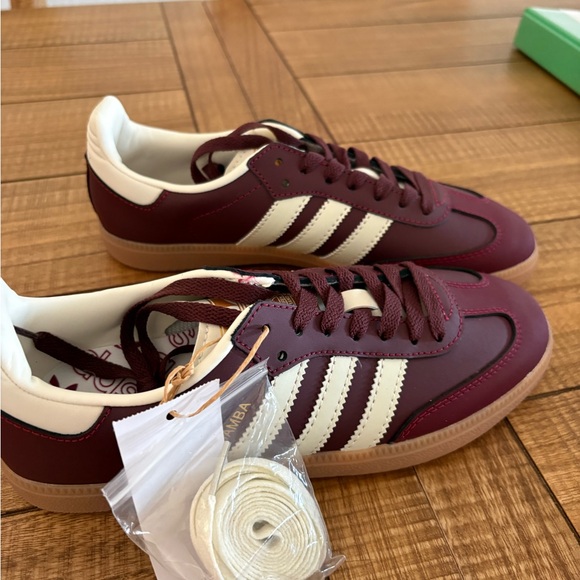 adidas Shoes - adidas Burgundy and White Samba Sneakers